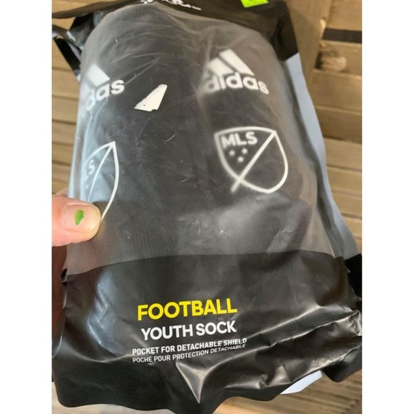 Adidas MLS Youth Sock Football Size Large (10-13 years) Black Shin Guard Soccer - Picture 3 of 4